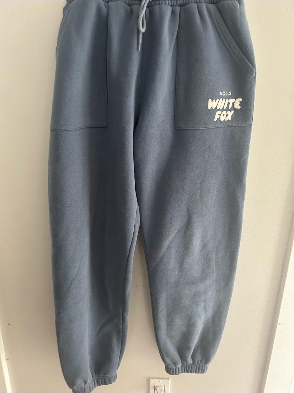 White Fox Blue Jogger Sweat Pants Large with drawstring